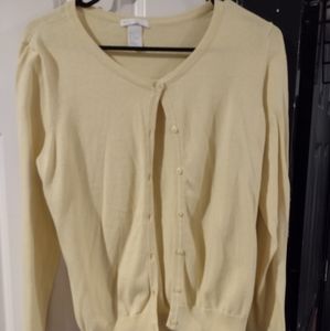 Vintage Ladies Basic HM Yellow Button Down Cardigan/ Sweater